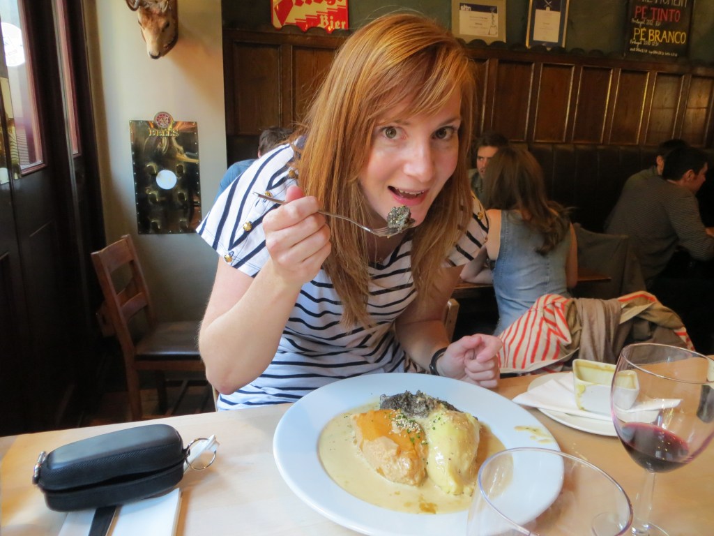 Katie enjoying some haggis!